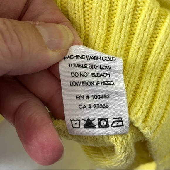 Neon Buddha South Beach yellow knit asymmetrical sweater detail top, medium. - Picture 8 of 9